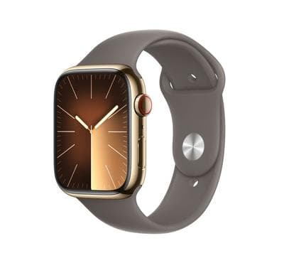 Apple Watch Series 9 GPS + Cellular 45mm Gold Stainless Case with Clay Sport Band - S/M product photo
