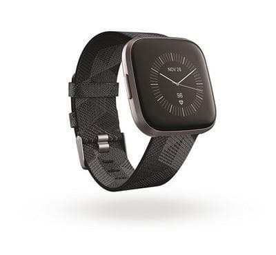 Fitbit Versa 2 Selected Edition Smartwatch, Smoke Woven Band,Mist Grey Aluminum Case