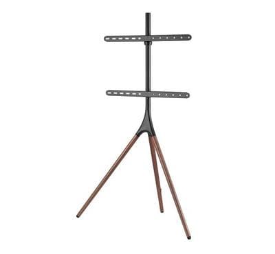 Brateck Artistic Easel Studio TV Stand for 45-65 Inch Matte Black Bracket with Walnut Tripod Base