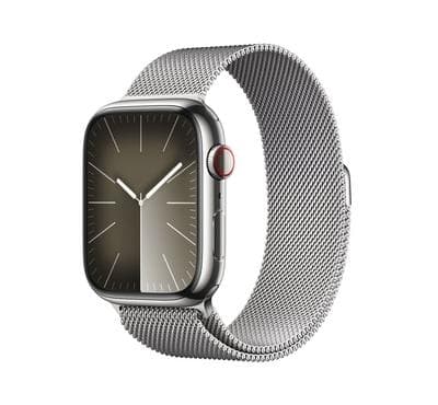 صورة المنتج Apple Watch Series 9 GPS + Cellular 45mm Silver Stainless Case with Silver Milanese Loop