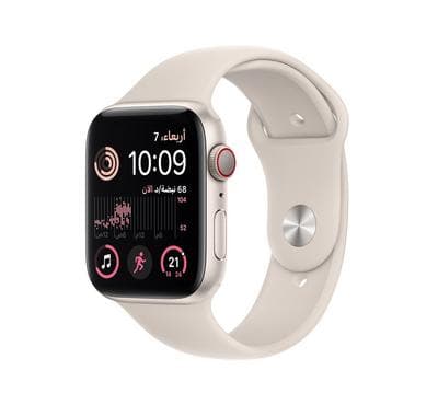 Apple Watch SE 2nd Gen GPS + Cellular 44mm Starlight Case with Starlight Sport Band