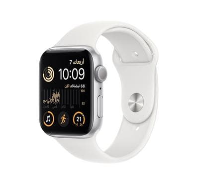 صورة المنتج Apple Watch SE 2nd Gen GPS 44mm Silver Case with White Sport Band