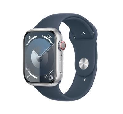 Apple Watch Series 9 GPS + Cellular 41mm Silver Aluminium Case with Storm Blue Sport Band - M/L product photo