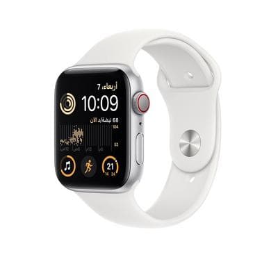 Apple Watch SE 2nd Gen GPS + Cellular 44mm Silver Case with White Sport Band product photo