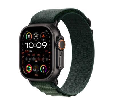 Apple Watch Ultra 2 GPS + Cellular 49MM Black Titanium Case with Dark Green Alpine Loop,Large product photo
