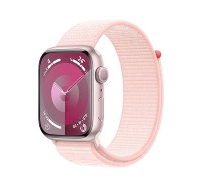 Apple Watch Series 9 GPS 45mm Pink Aluminium Case with Light Pink Sport Loop product photo