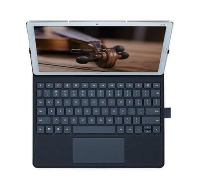 Amork Huawei M5 Two In one Tablet Keyboard and Leather Case, Dark Grey