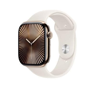 Apple Watch Series 10 GPS + Cellular 46MM Gold Titanium Case with Starlight Sport Band - M/L