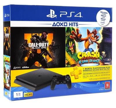 PlayStation 4,1TB with (Call of Duty Black OPS 4 + Crash + one month subscription)