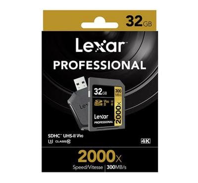 LEXAR 32GB Professional 2000x SDXC UHS-II cards